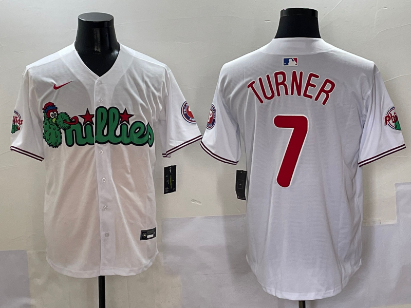Men's Philadelphia Phillies Trea Turner #7 White Jersey